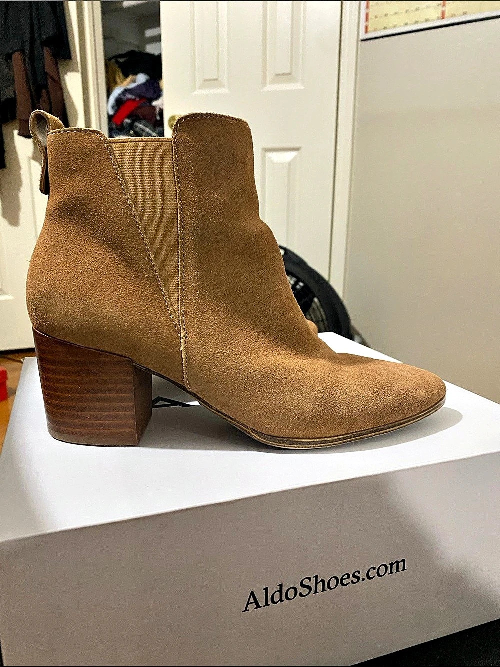 Aldo Ryeland Suede-Look Ankle Boots Brown US 7.5